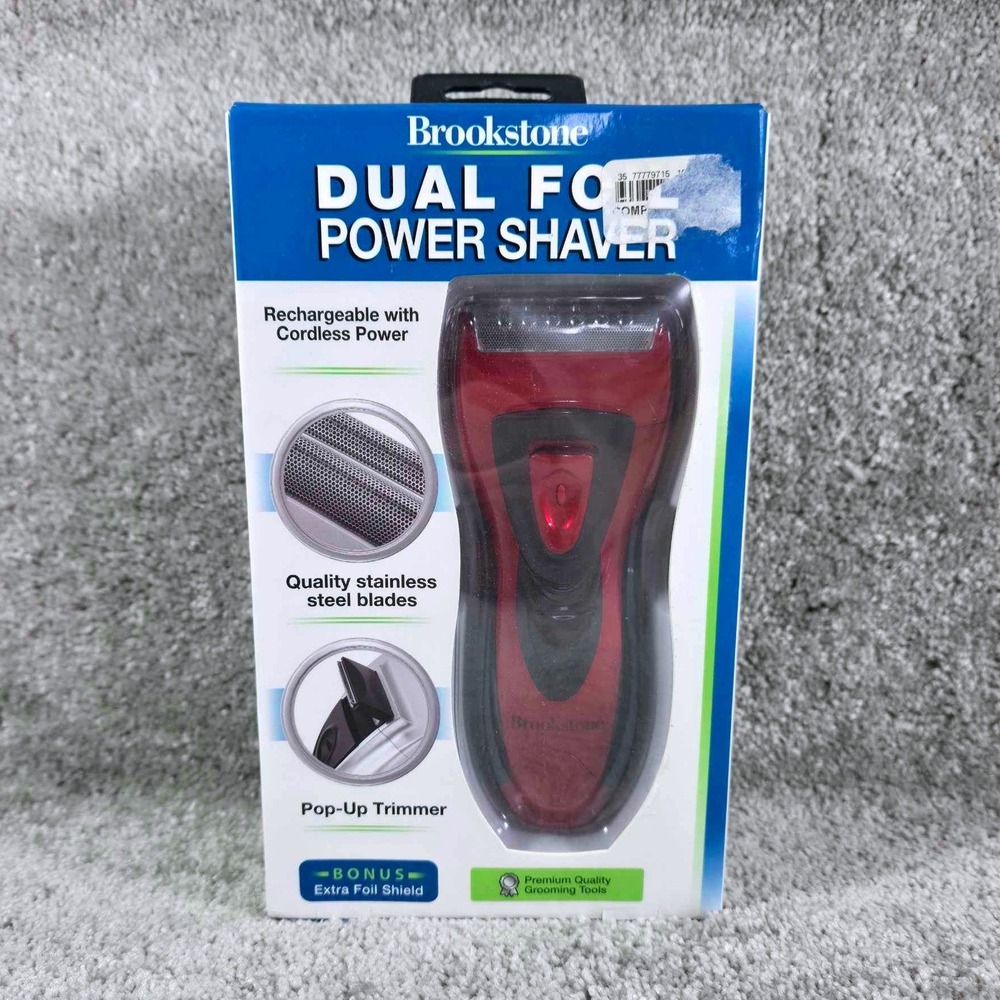 Brookstone Rechargeable Cordless Electric Shaver Trimmer Dual Foil Power Shaver